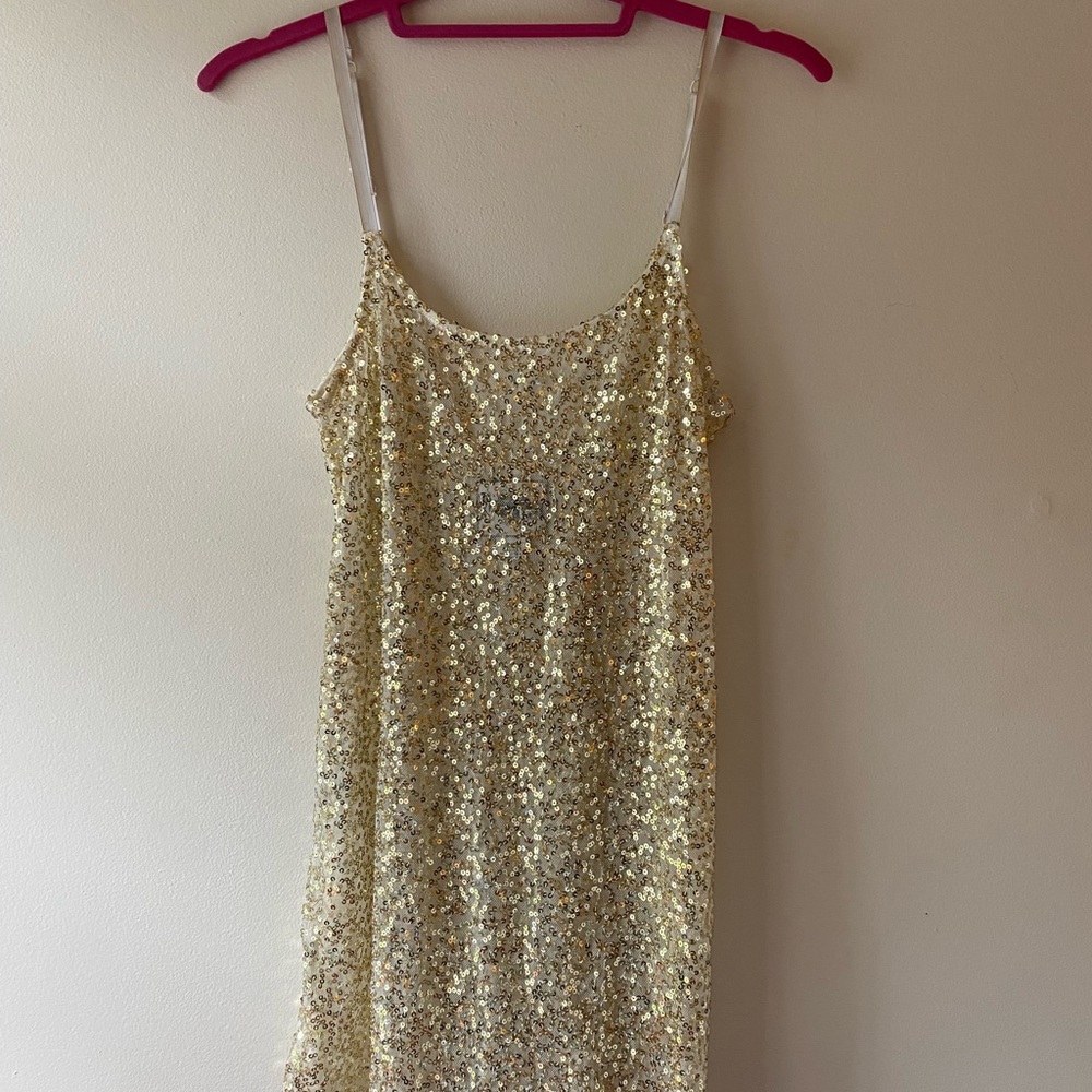Gold Sequin Sleeveless Dress